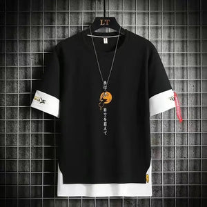 Fake Two Piece Short Sleeves T-Shirt Black, XS - Streetwear T-Shirts - Slick Street