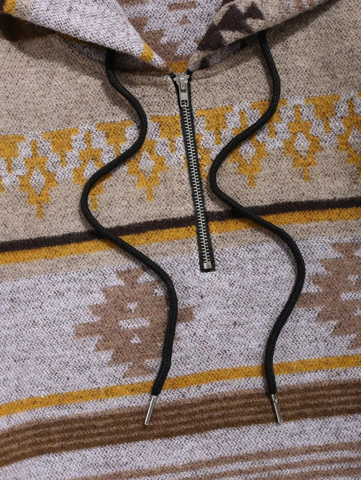 Vintage Ethnic Toggle Drawstring Hoodie , - Streetwear Hoodie - Slick Street