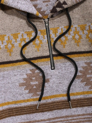 Vintage Ethnic Toggle Drawstring Hoodie , - Streetwear Hoodie - Slick Street