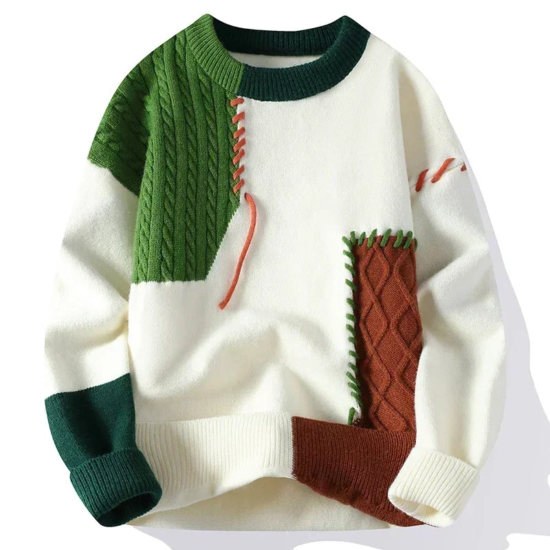 Lace Up Style Round Neck Knitted Sweater Green, XS - Streetwear Sweater - Slick Street
