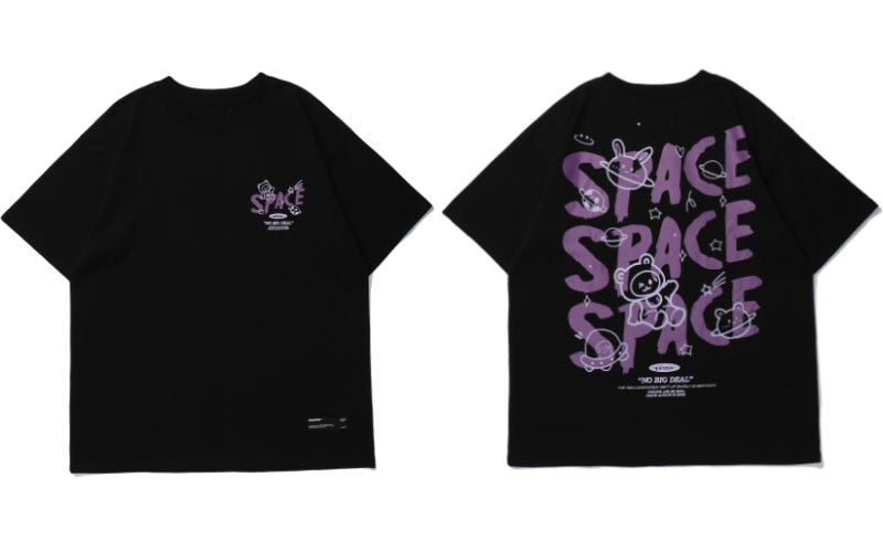 No Big Deal Space Anime T-Shirt Black, M - Streetwear T-Shirt - Slick Street