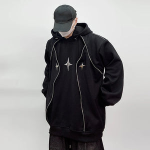 Chrome Star Oversized Hoodie Jacket , - Streetwear Hoodie - Slick Street