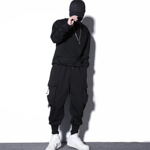 Harem Shadow Tone Ankle Rib Pants , - Streetwear Pants - Slick Street