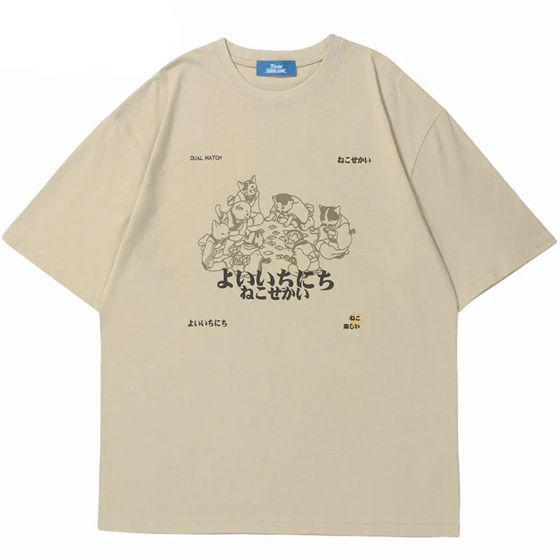 Dual Match Cats Playing Cards T-Shirt ,  - Streetwear T-Shirt - Slick Street