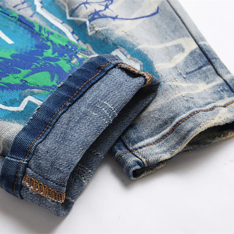 SAVAGE Letters Lightning Ripped Pants , - Streetwear Pants - Slick Street