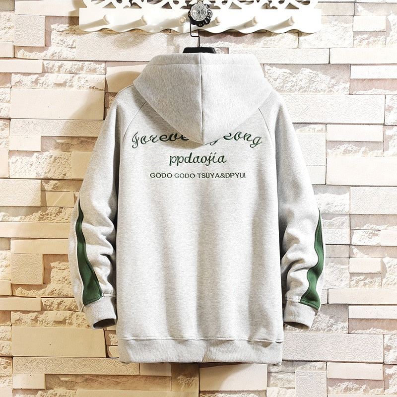 Forever Young Green Stripped Sleeves Hoodie ,  - Streetwear Hoodie - Slick Street