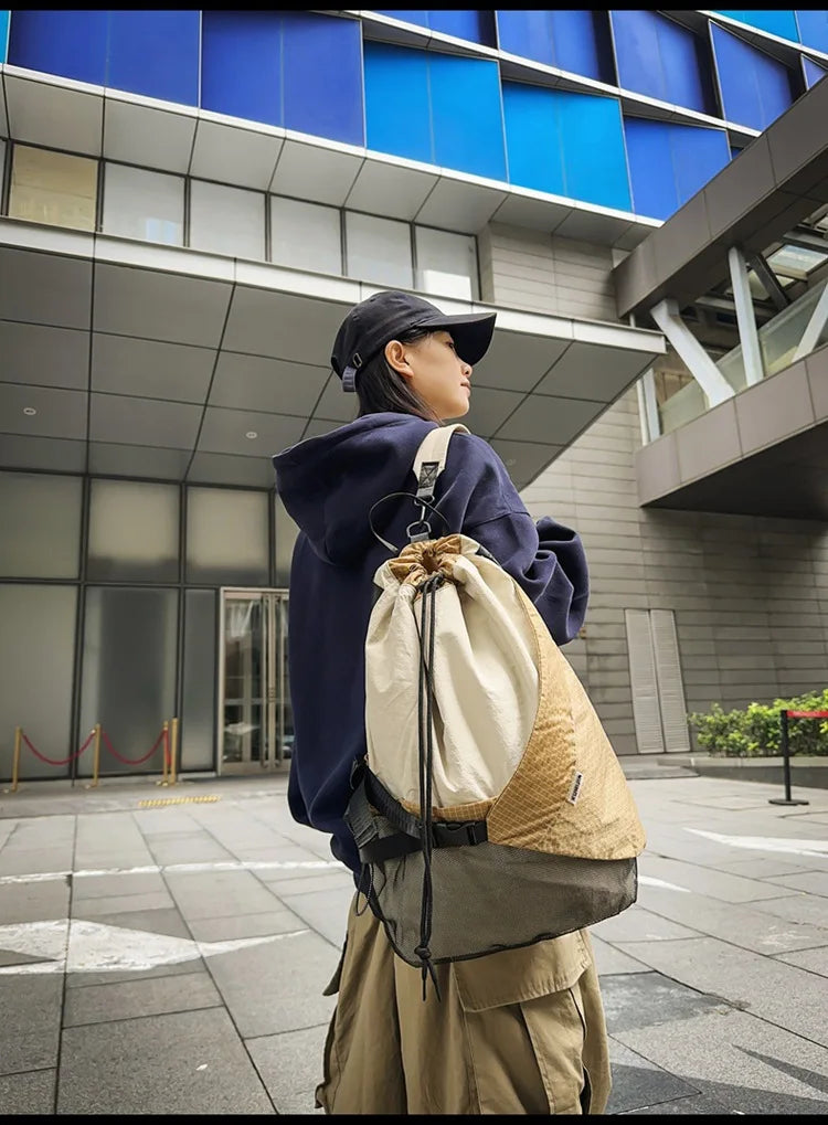 Two Tone Drawstring Backpack , - Streetwear Bag - Slick Street