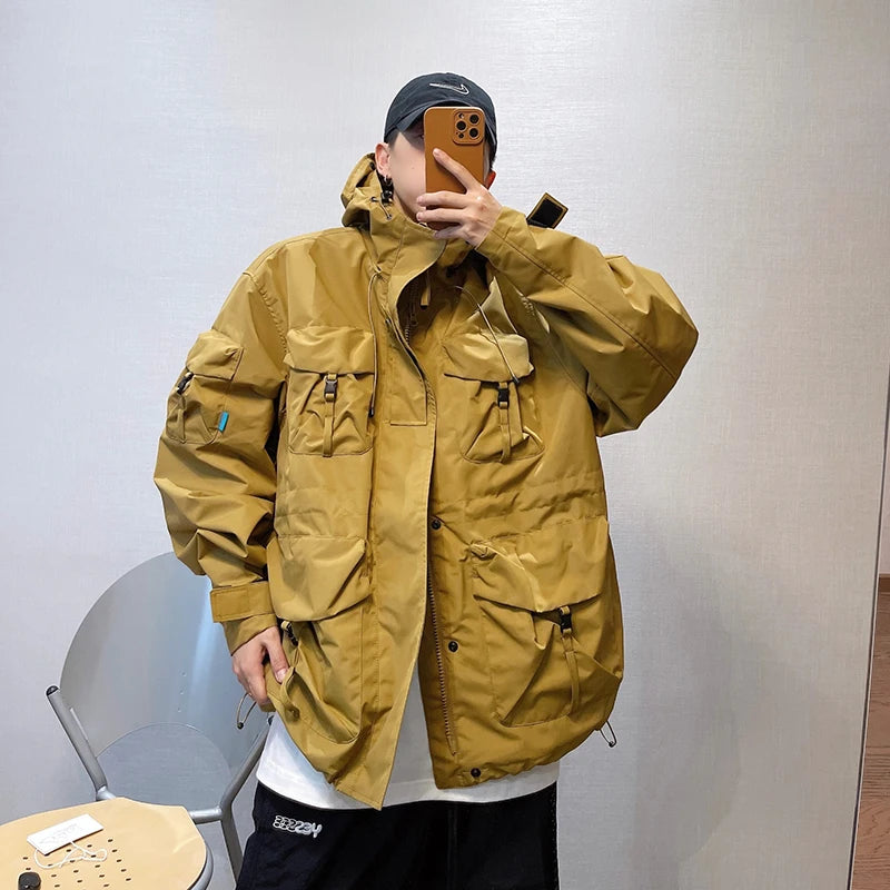 Large Size Multi Pocket Windbreaker Jacket , - Streetwear Jacket - Slick Street