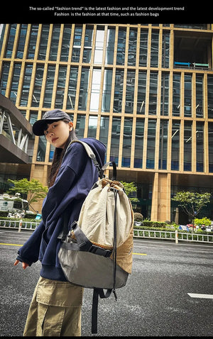 Two Tone Drawstring Backpack , - Streetwear Bag - Slick Street