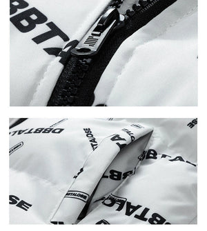 Writing Style Two Tone Zipper Padded Jacket ,  - Streetwear Jacket - Slick Street