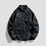 Camouflage Cotton Overshirt Navy, XS - Streetwear Jackets - Slick Street