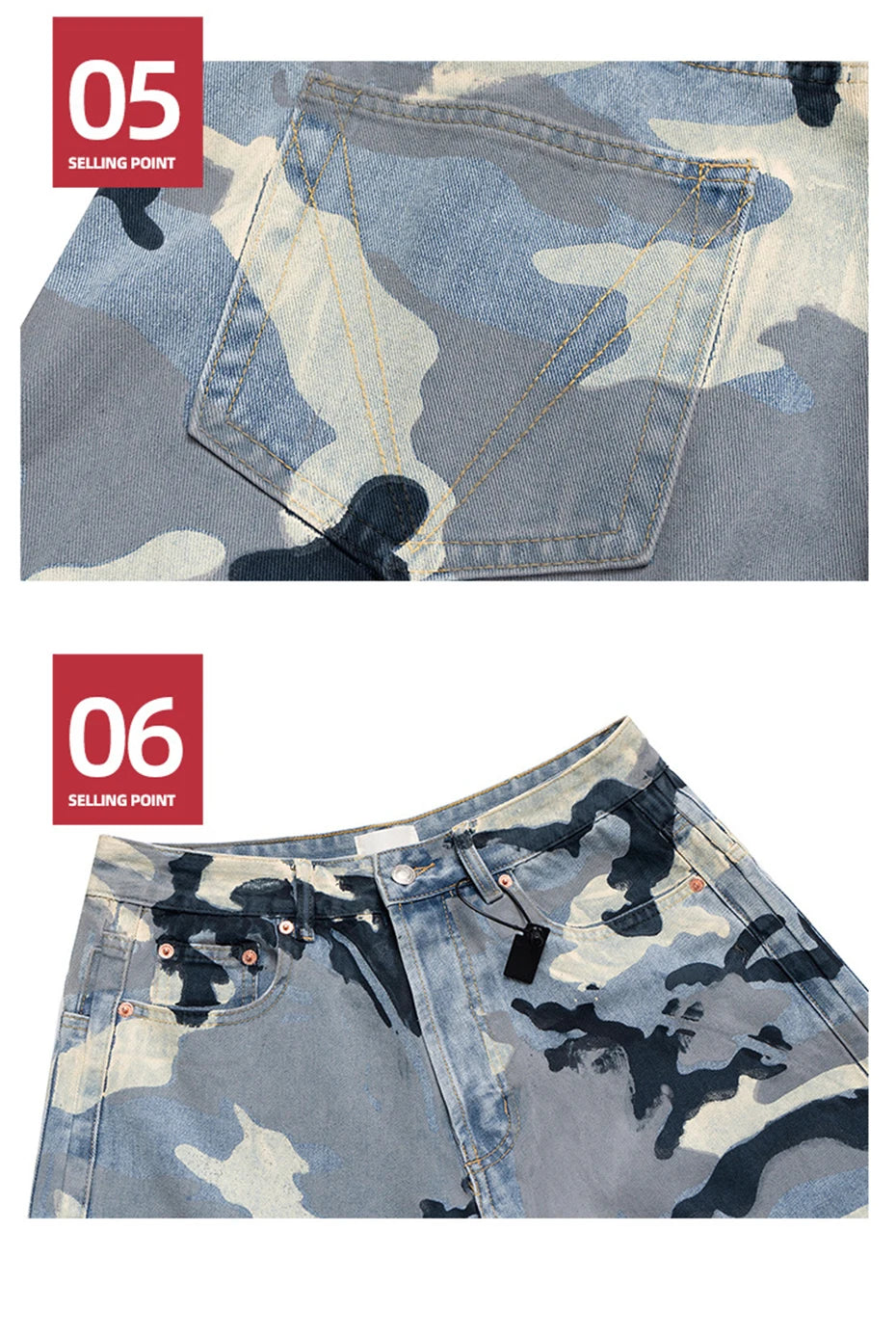 Blue Camo Wide Leg Pants , - Streetwear Pants - Slick Street