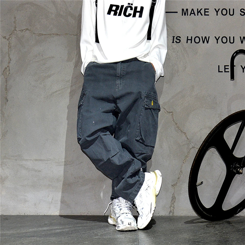 Paint Splash Multi Pockets Pants , - Streetwear Pants - Slick Street