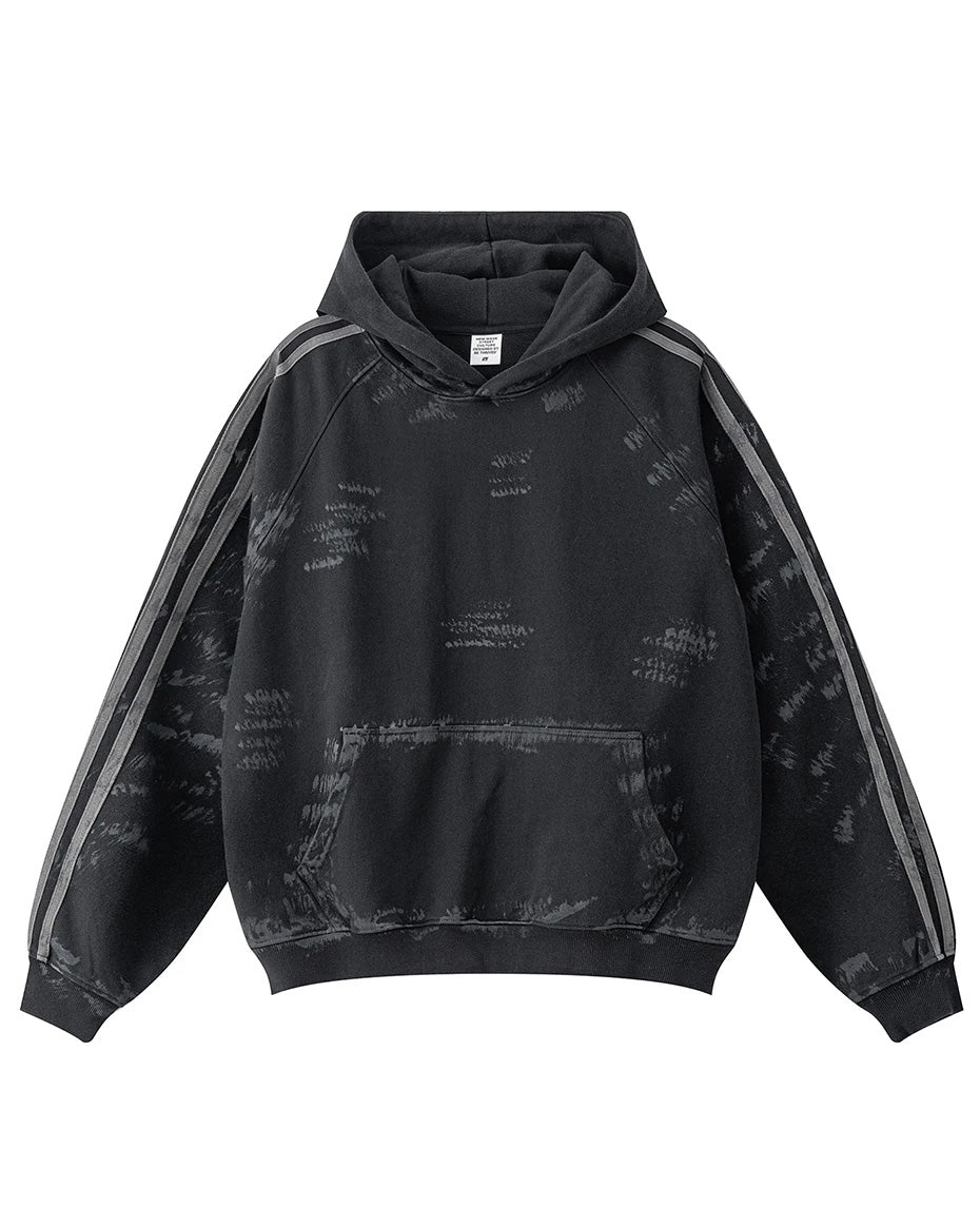 Coal Black Striped Sleeves Hoodie , - Streetwear Hoodie - Slick Street