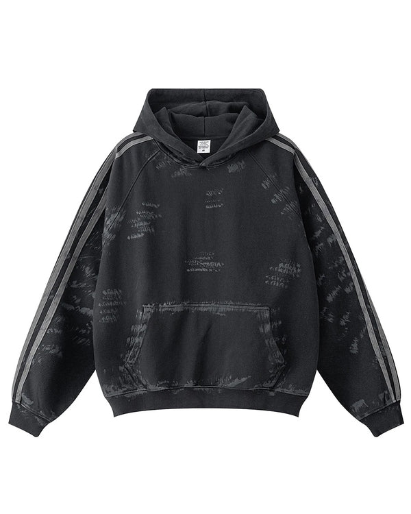 Coal Black Striped Sleeves Hoodie , - Streetwear Hoodie - Slick Street