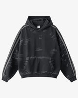 Coal Black Striped Sleeves Hoodie Black, M - Streetwear Hoodie - Slick Street