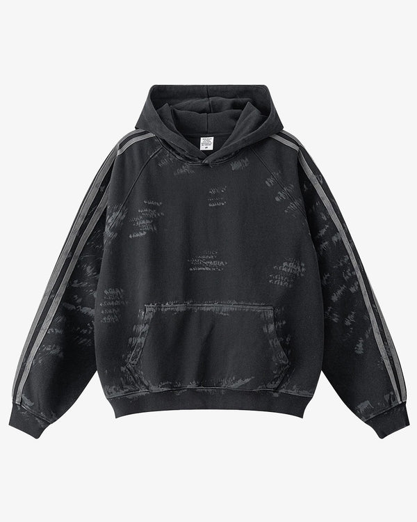 Coal Black Striped Sleeves Hoodie