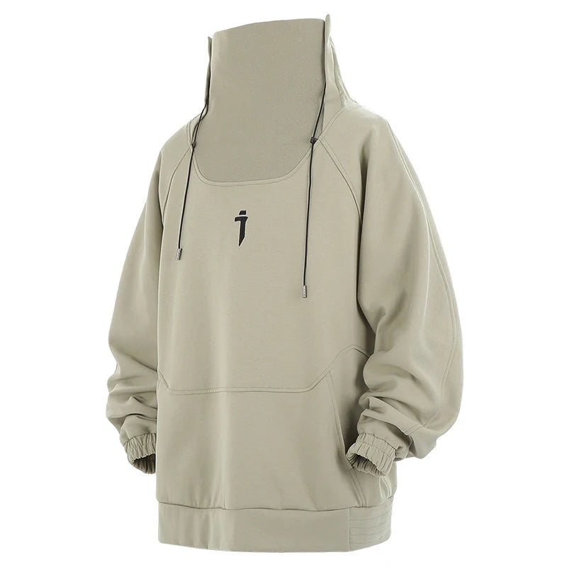 Plain Color Medieval Cloak Hoodie Khaki, M - Streetwear Hoodie - Slick Street