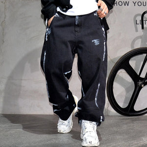 Ebony Black Splash Paint Style Pants , - Streetwear Pants - Slick Street