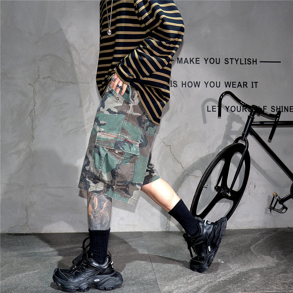 Tactical Camouflage Knee Length Shorts , - Streetwear Shorts - Slick Street