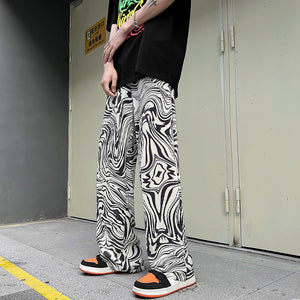 Abstract Waving Vector Art Pants ,  - Streetwear Pants - Slick Street