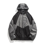 Heart Patchwork Zipper Bomber Jacket Dark Grey, S - Streetwear Jacket - Slick Street