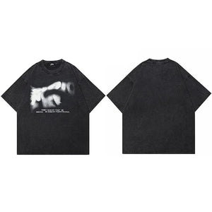 Dark Sable Fuzzy Letters Graphic T-Shirt Black, S - Streetwear T-Shirt - Slick Street