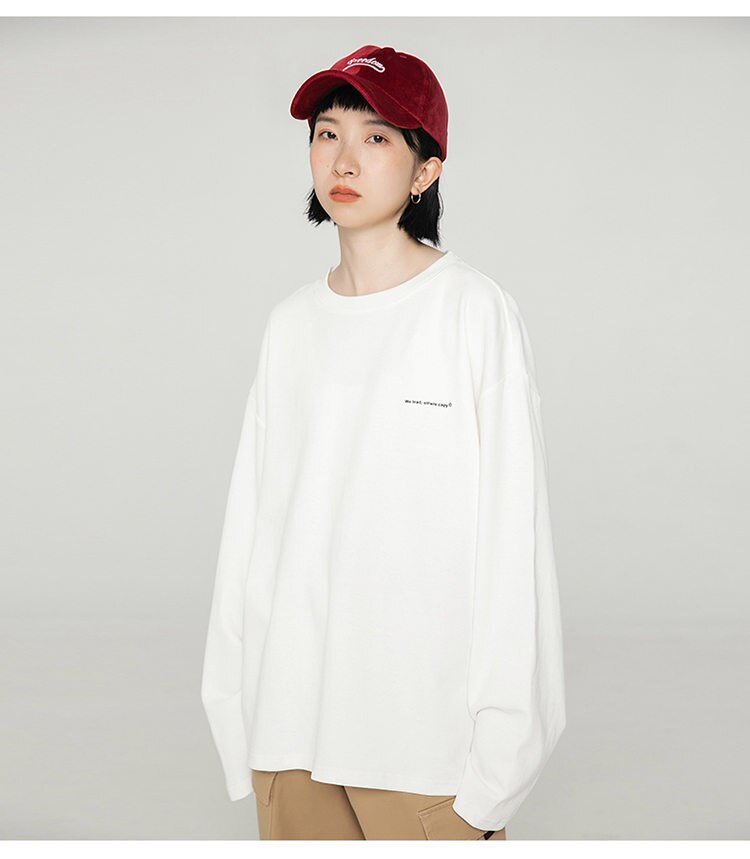 We lead, others copy© Casual Solid Long Sleeve , - Streetwear T-Shirts - Slick Street