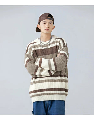 Stripe Embroidery Crochet Sweater ,  - Streetwear Sweater - Slick Street