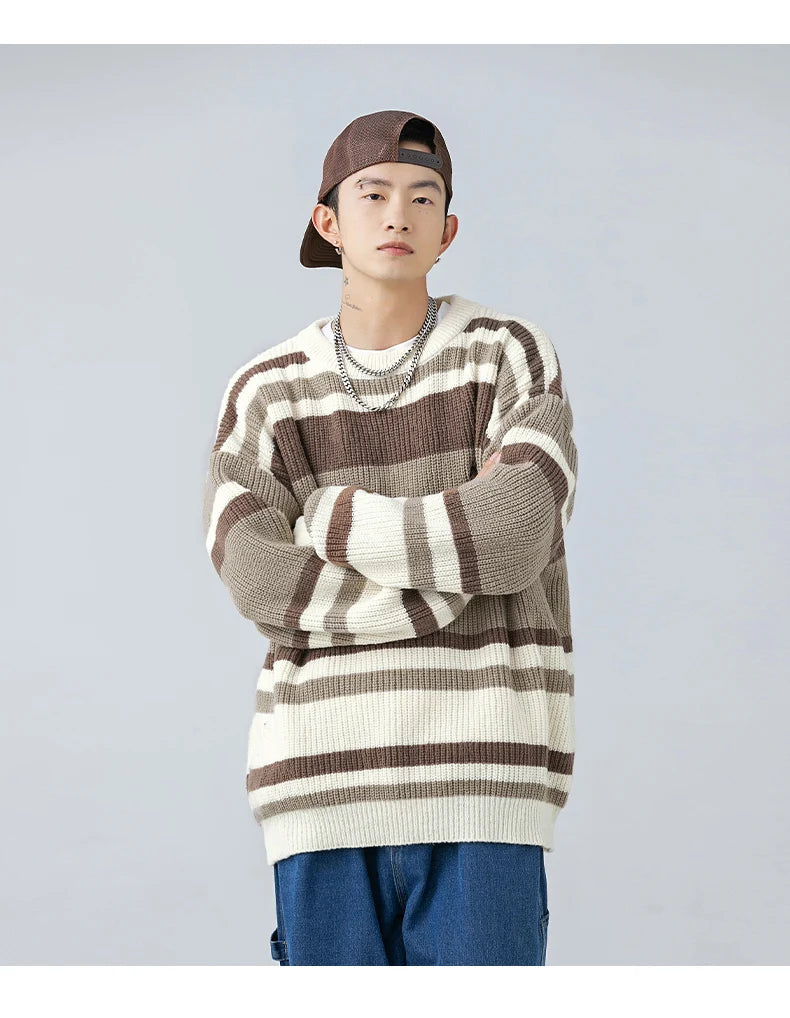 Stripe Embroidery Crochet Sweater ,  - Streetwear Sweater - Slick Street