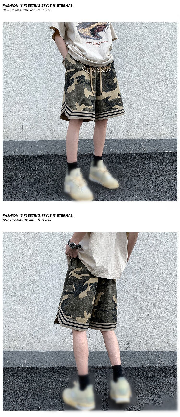 Camo Goth Knee Length Shorts ,  - Streetwear Shorts - Slick Street