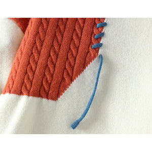 Lace Up Style Round Neck Knitted Sweater ,  - Streetwear Sweater - Slick Street