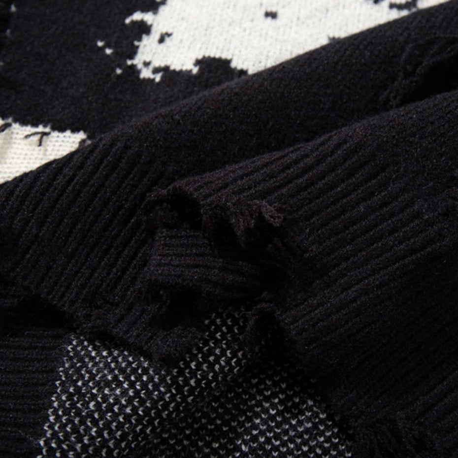 Skull Star Knitted Sweatshirt , - Streetwear Sweatshirts - Slick Street