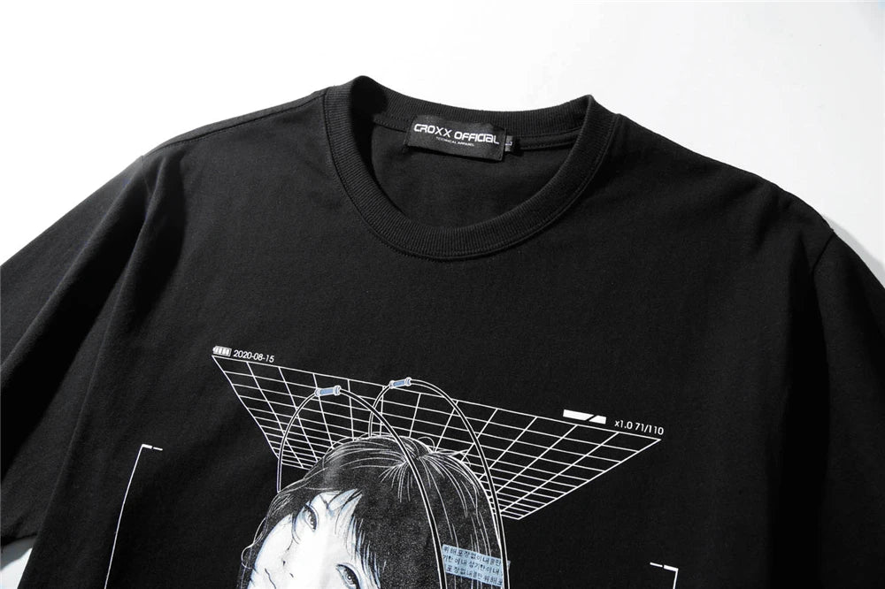 Streetwear Robotic Anime Girl Loose T-Shirt ,  - Streetwear T-Shirt - Slick Street