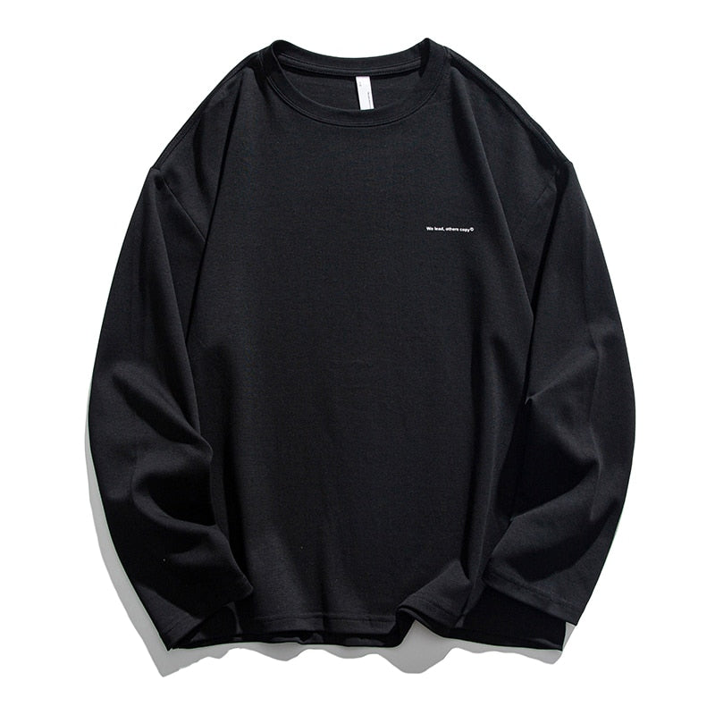 We lead, others copy© Casual Solid Long Sleeve Black, XS - Streetwear T-Shirts - Slick Street