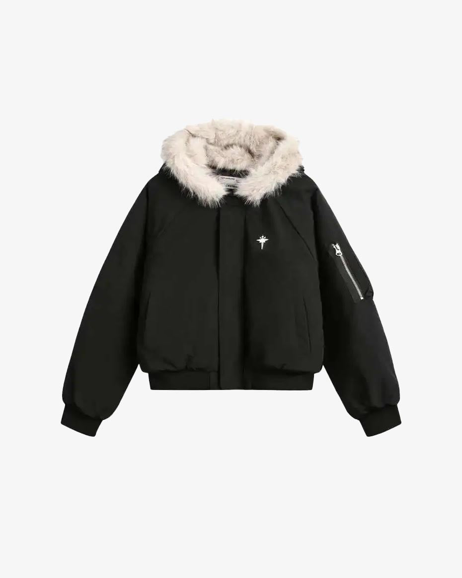 Star Pendant Winter Jacket black, XS - Streetwear - Slick Street