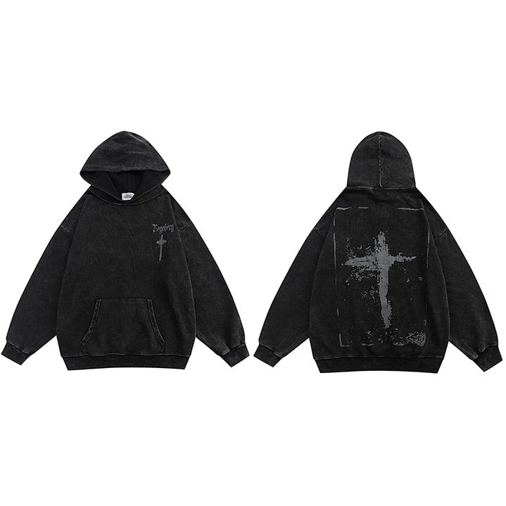 Begoberg Serbian Latin Cross Hoodie Black, M - Streetwear Hoodie - Slick Street