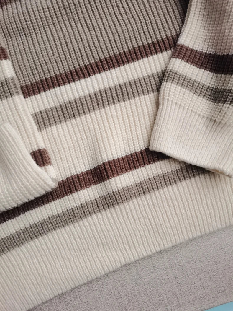 Stripe Embroidery Crochet Sweater ,  - Streetwear Sweater - Slick Street