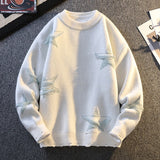 Pentagram Star Shaped Knitted Sweater White, XS - Streetwear Sweater - Slick Street