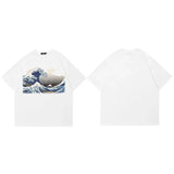 Ivory Tsunami Big Waves Graphic Loose T-Shirt White, S - Streetwear T-Shirt - Slick Street