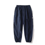 Straight Cut Nylon Loose Joggers Navy blue, XS - Streetwear Pants - Slick Street