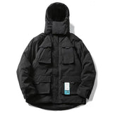 Multi Pockets Mask Style Parka Jacket Black, XS - Streetwear Jacket - Slick Street