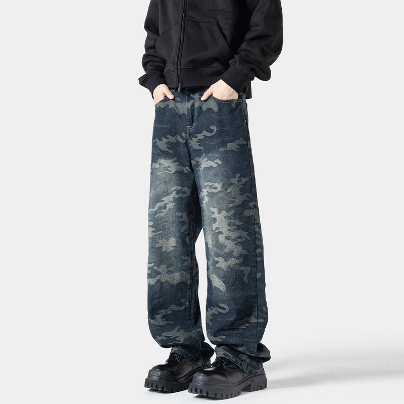 Camouflage Wide Leg Pants Black, XS - Streetwear Pants - Slick Street