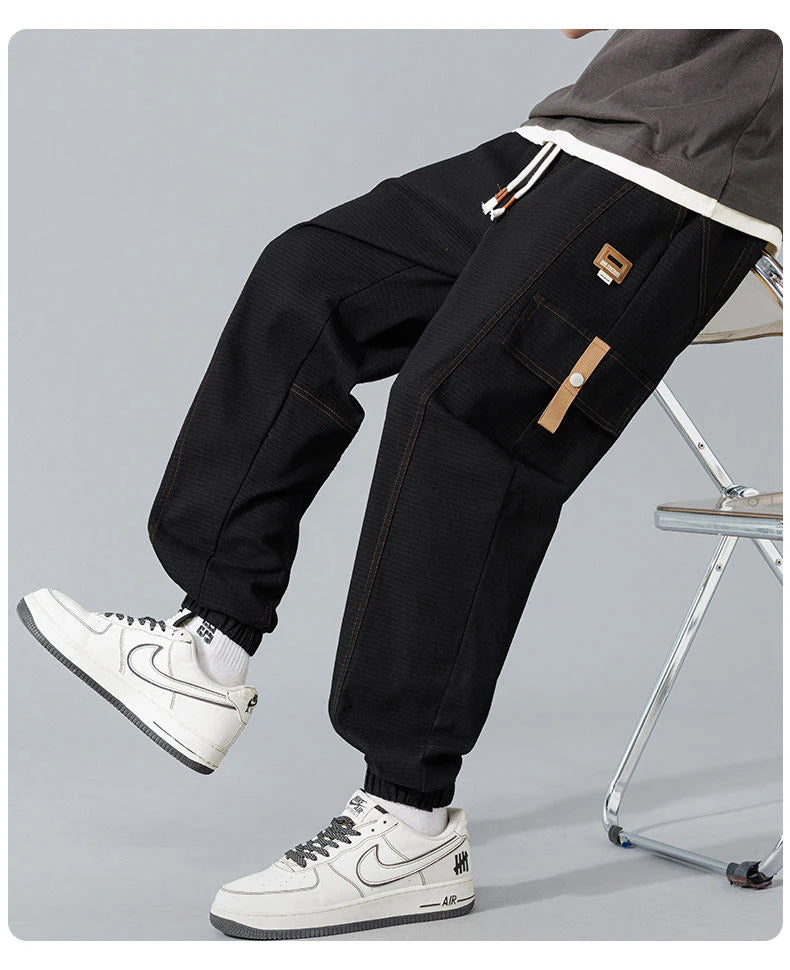 Elastic Cropped Pockets Safari Style Pants ,  - Streetwear Pants - Slick Street