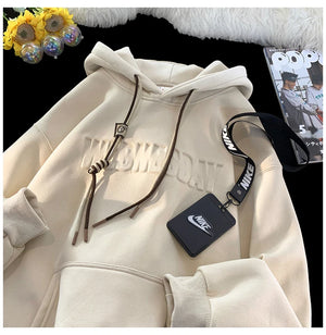 Drawstring Wednesday Embossed Letters Hoodie ,  - Streetwear Hoodie - Slick Street