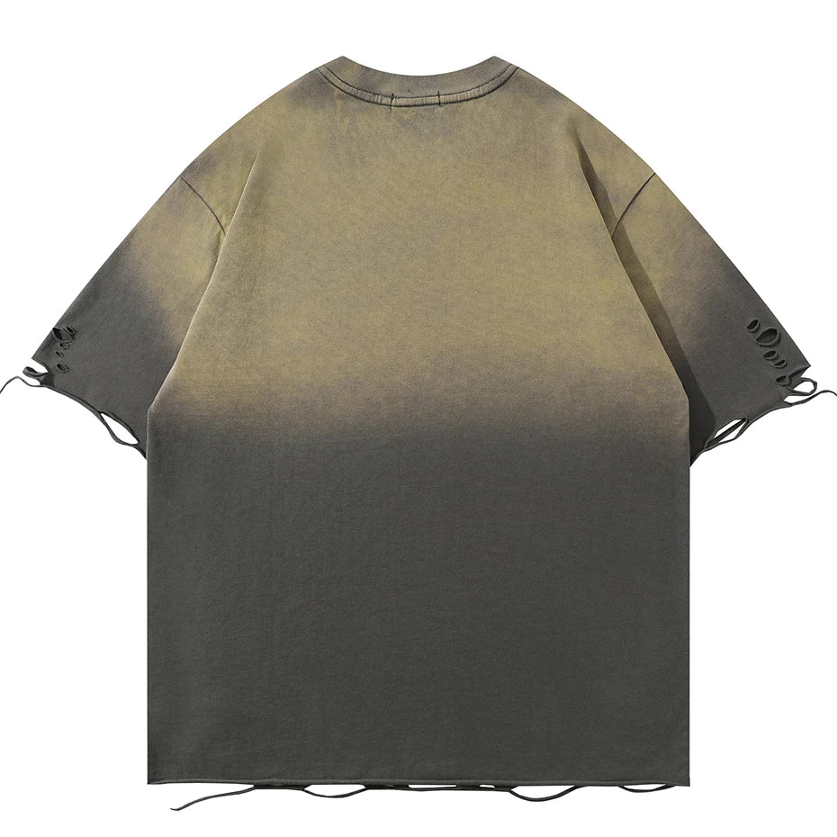 Tie-Die Metal Star Ripped T-Shirt , - Streetwear T-Shirt - Slick Street