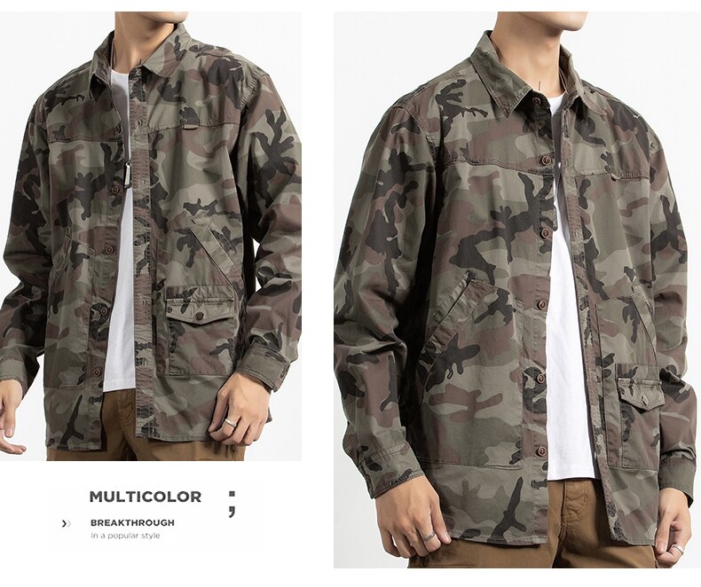 Classic Safari Camo Style Patch Pocket Jacket ,  - Streetwear Jacket - Slick Street