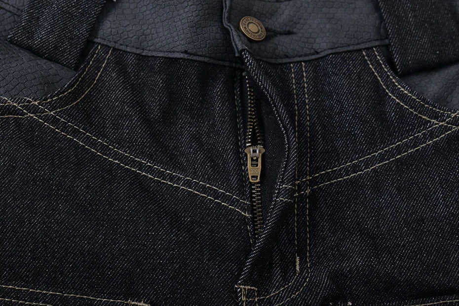 Embroidery 'Arch' Baggy Jeans , - Streetwear Jeans - Slick Street