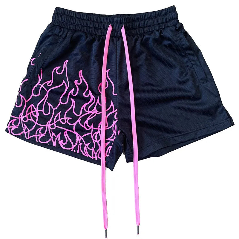 Hot Rod Fire Flame Pattern Shorts ,  - Streetwear Shorts - Slick Street