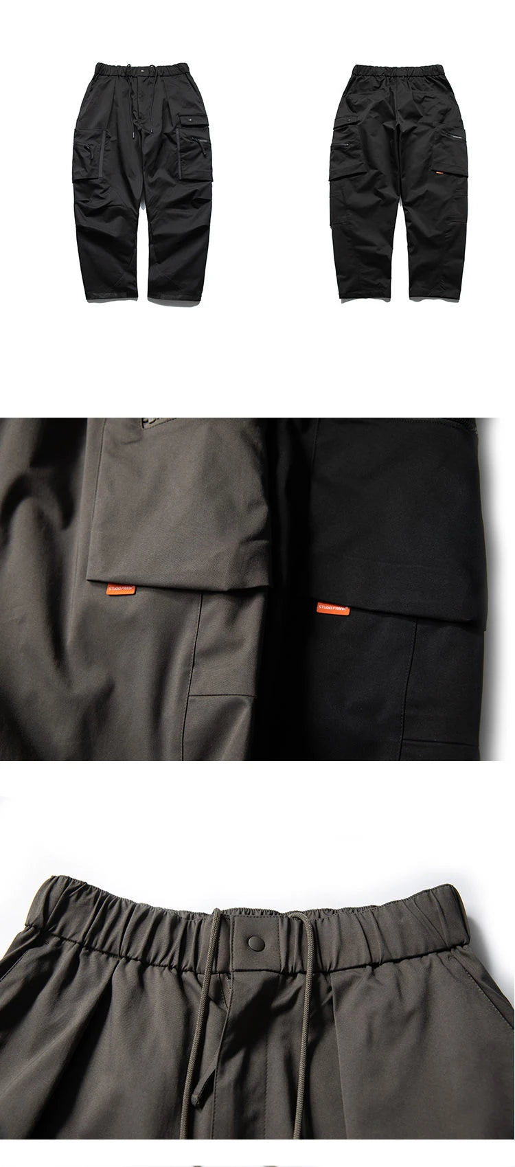 Multi-Pocket Elastic Waist Cargo Pants ,  - Streetwear Pants - Slick Street